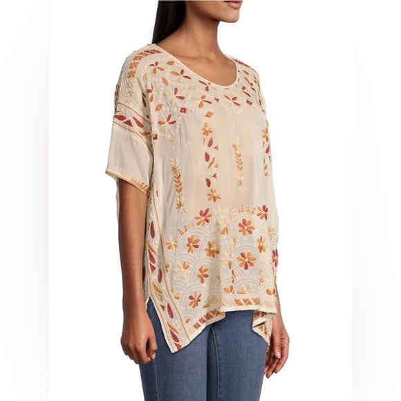 Johnny Was Aubrey Embroidered Floral Blouse Color: Shell - Picture 7 of 16